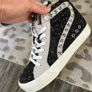 Black Glitter High-Top Sneakers